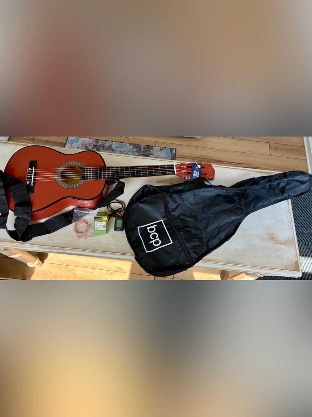Bcp Kids Black Gig Bag with Classical Guitar Bundle (tuner, string, 2 picks, etc